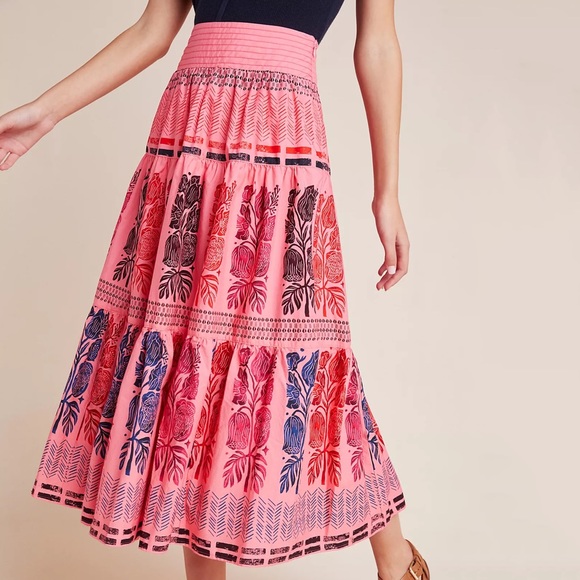 Anthropologie Dresses & Skirts - Anthropologie Auberte Poplin Tiered Midi Skirt